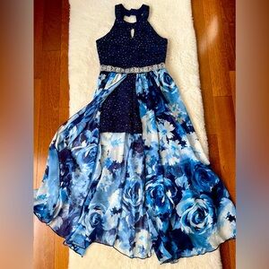 AS NEW Girls sz 12 festive BLUE dress/romper